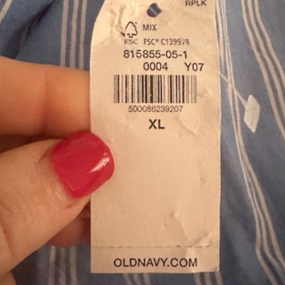 Women's NWT Old Navy Blue Striped Boyfriend Shirt XL- So CUTE! - Picture 9 of 9